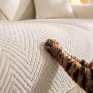 Herringbone Plush Nonslip Sofa/Couch Cover