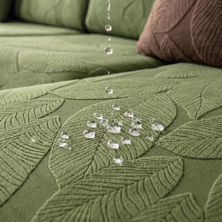 Modern Leaf Velvet Jacquard Stretch Sofa Cover – Spill-Resistant, Pet Friendly & Durable, Full Wrap Design