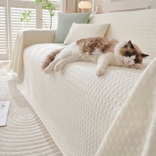 Cooling Modern Woven Textured Soft Pet-Friendly Durable Sofa Cover – Minimalist Hassle-Free Throw Couch Protector
