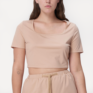 Square neck knitted crop top