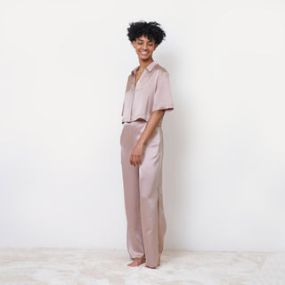 Luxe Crop Top & Wide-Leg Pajama Set – Pet Hair Repellent for Dog / Cat Parents