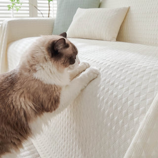 Cooling Modern Woven Textured Soft Pet-Friendly Durable Sofa Cover – Minimalist Hassle-Free Throw Couch Protector