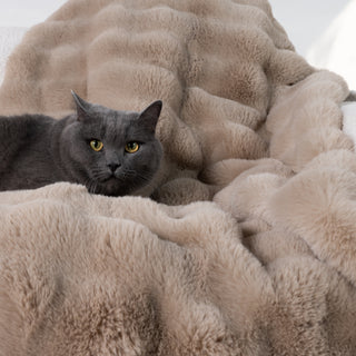 Plush Faux Rabbit Fur Throw Blanket