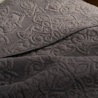 Dark Charcoal Embossed Quilt Set