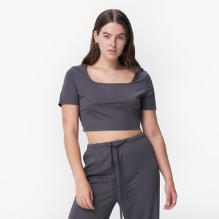 Square neck knitted crop top