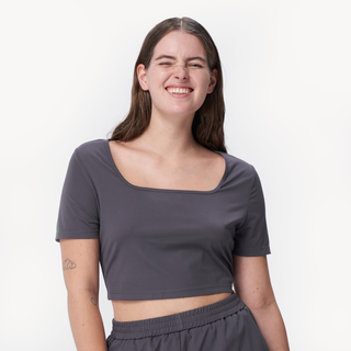 Square neck knitted crop top