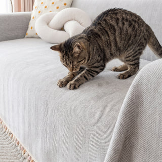 Pet Friendly Herringbone Tassel Luxe Sofa/Couch Cover
