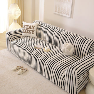 PlushGuard Stripe Full-Cover Sofa Slipcover