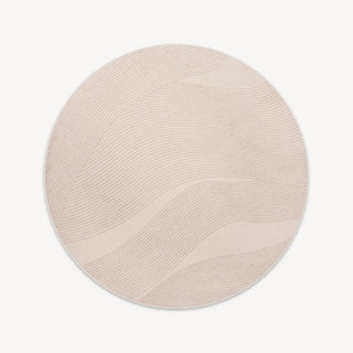 Easy Clean Rug Sand Wave Pattern Round Spillproof Pet-Friendly Modern Living Room Plush Round Rug