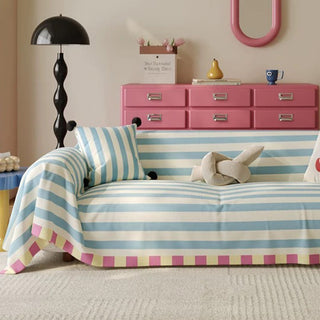 Bold Candy Striped Colorful Multi-Purpose Couch Cover Soft Stylish Breathable Sofa Protection for a Cozy Hassle-free Home