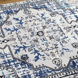 Easy Clean Rug Moroccan Boho Style Plush Pet Friendly Living Room Rug