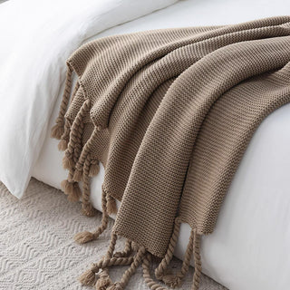 Cozy Chunky Knitted Tassel Throw Blanket