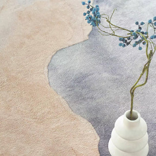 Easy Clean Rug Serene Abstract Round Spillproof Pet Friendly Modern Living Room Round Rug