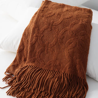 Elegant Textured Fringe Throw Blanket