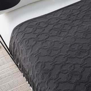 Elegant Textured Fringe Throw Blanket