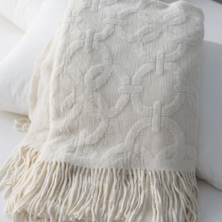 Elegant Textured Fringe Throw Blanket