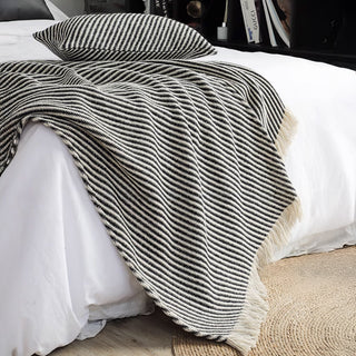 Fringe Modern Diagonal Striped Knit Throw Blanket