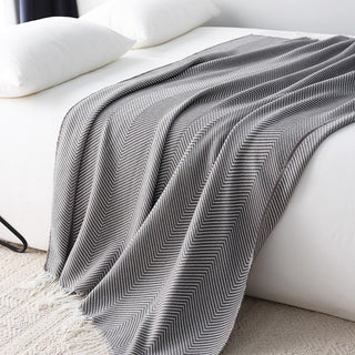 Herringbone Fringed Throw Blanket