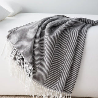 Herringbone Fringed Throw Blanket
