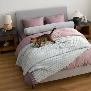 FURRFREE Petite Floral Pattern Quilt Set - Pet Hair Repellent for Dogs/Cats Family