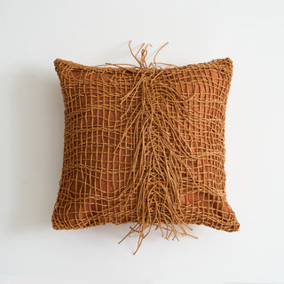 Faux Leather Tassel Cushion Cover