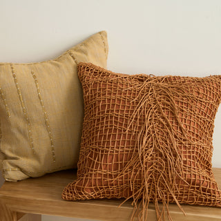 Faux Leather Tassel Cushion Cover