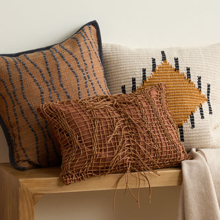 Faux Leather Tassel Cushion Cover