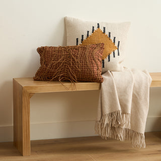 Faux Leather Tassel Cushion Cover