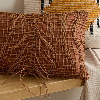 Faux Leather Tassel Cushion Cover