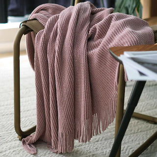 Luxurious Chenille Textured Fringe Throw Blanket