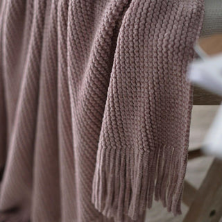 Luxurious Chenille Textured Fringe Throw Blanket