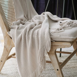 Luxurious Chenille Textured Fringe Throw Blanket