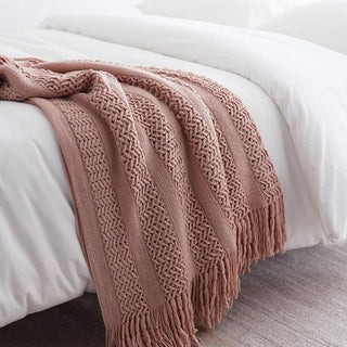 Open Weave Knitted Throw Blanket