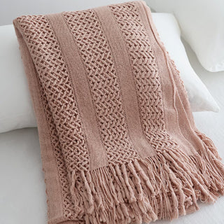 Open Weave Knitted Throw Blanket