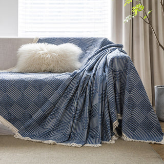 Textured Indigo Patchwork Sofa Cover