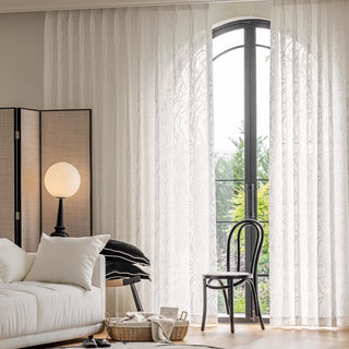 Whispering Leaf Subtle Textured Sheer Curtain